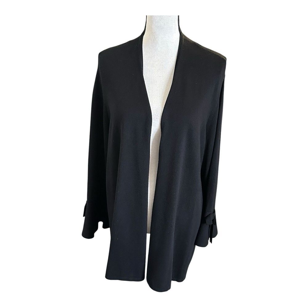 Alfani Womens Black Open Front‎ Cardigan Core Fashion Tie Sleeves Top Size 2X